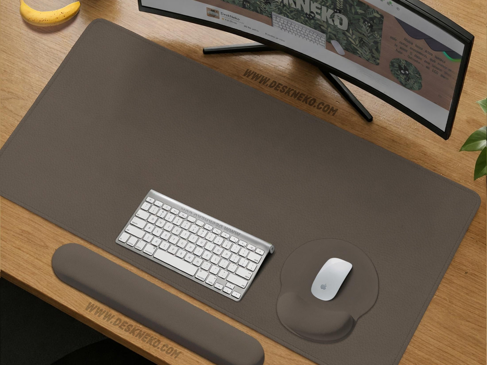 Dark monochrome desk mat with a circular yin yang koi fish design in flowing Japanese ink style.