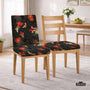 Chair cover with red and ivory koi fish and gold cloud patterns on a black background.