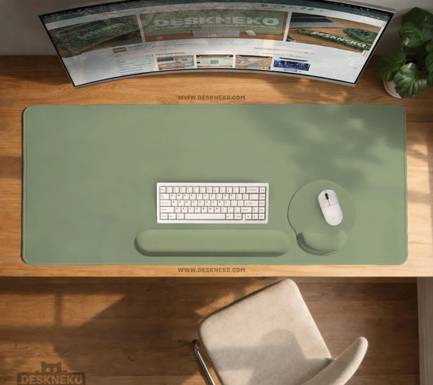 Sage green ergonomic mousepad with wrist support for desk