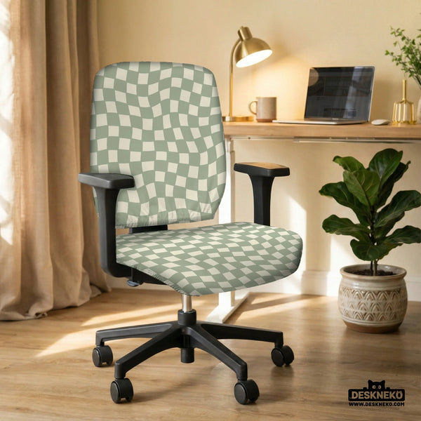 Green Checker Chair Cover - Deskneko