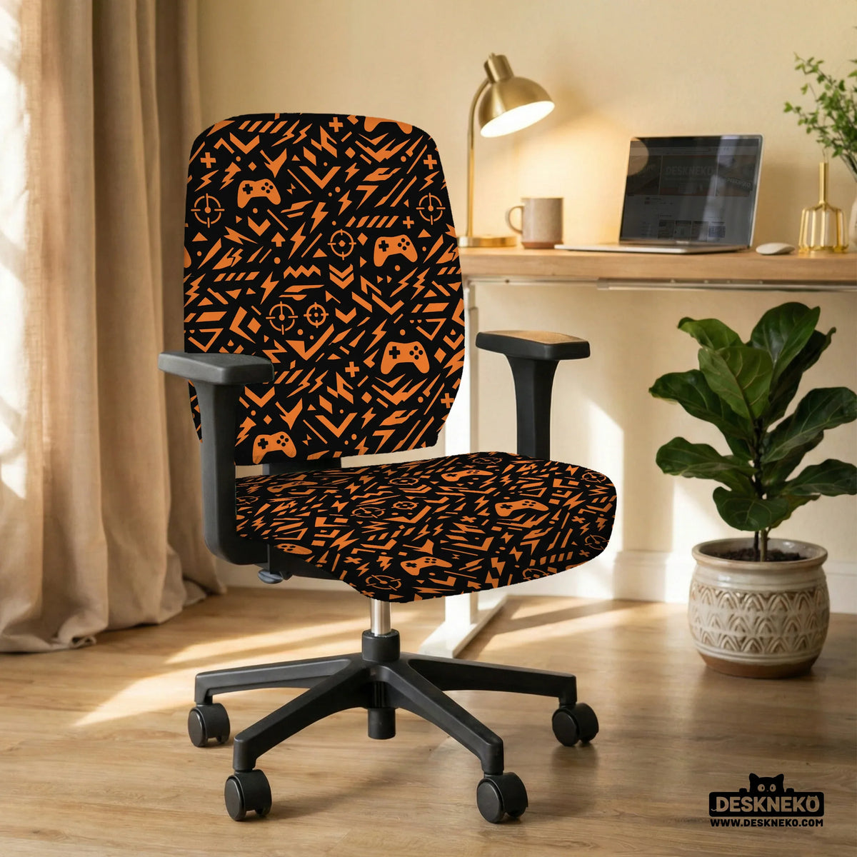 Orange black chair cover