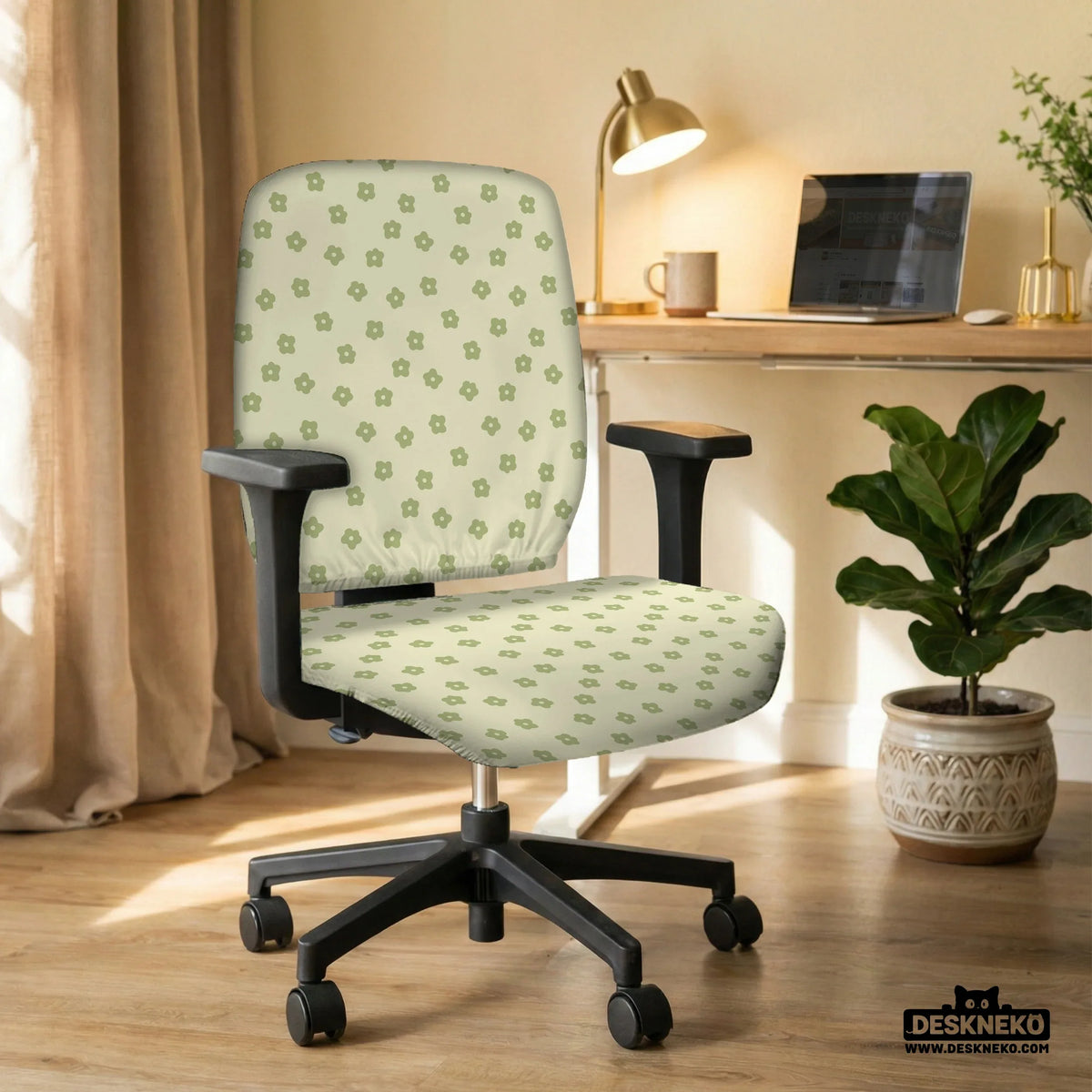 Green floral chair cover