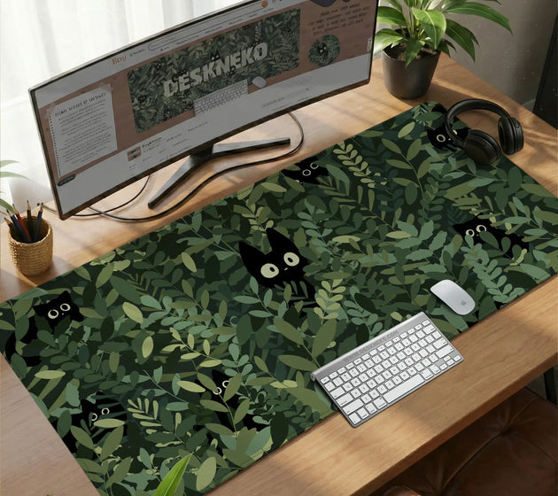 Botanical cat ergonomic mousepad with wrist rest for desk comfort