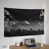 Black mount fuji wall tapestry