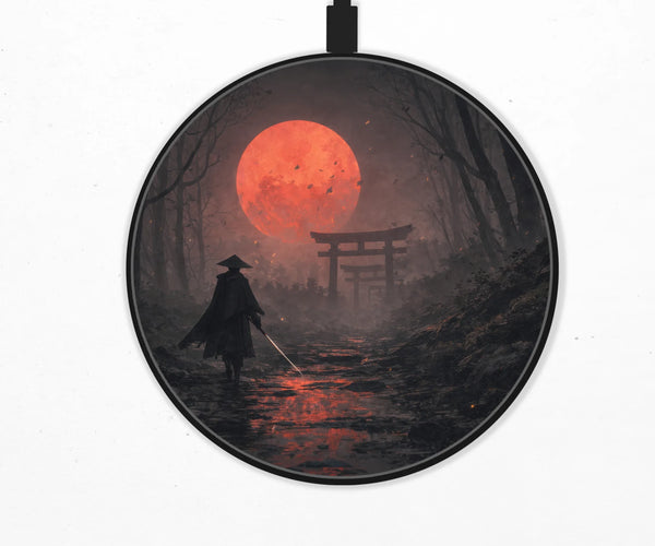 Samurai Red Moon Wireless Charger - Deskneko