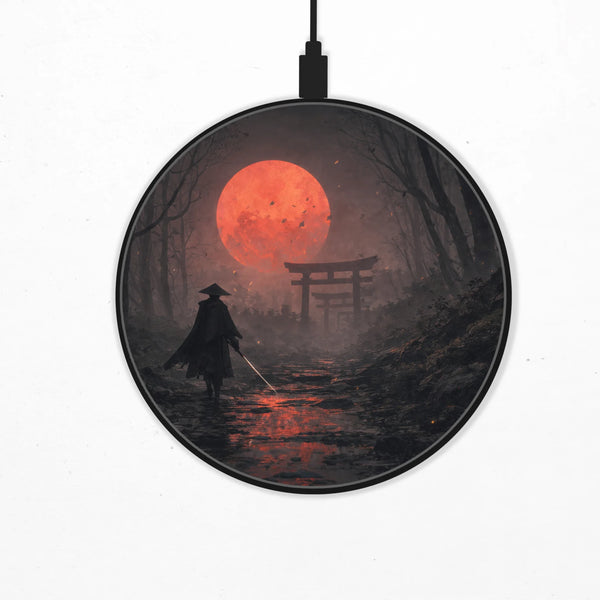 Samurai Red Moon Wireless Charger - Deskneko