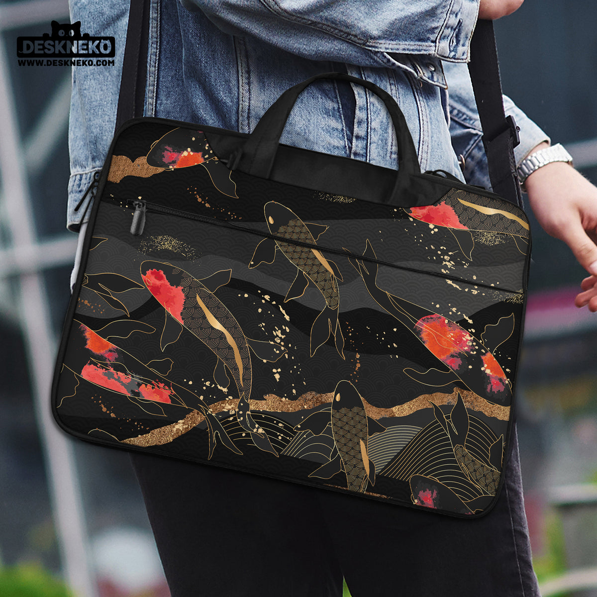 Koi waves laptop sleeve