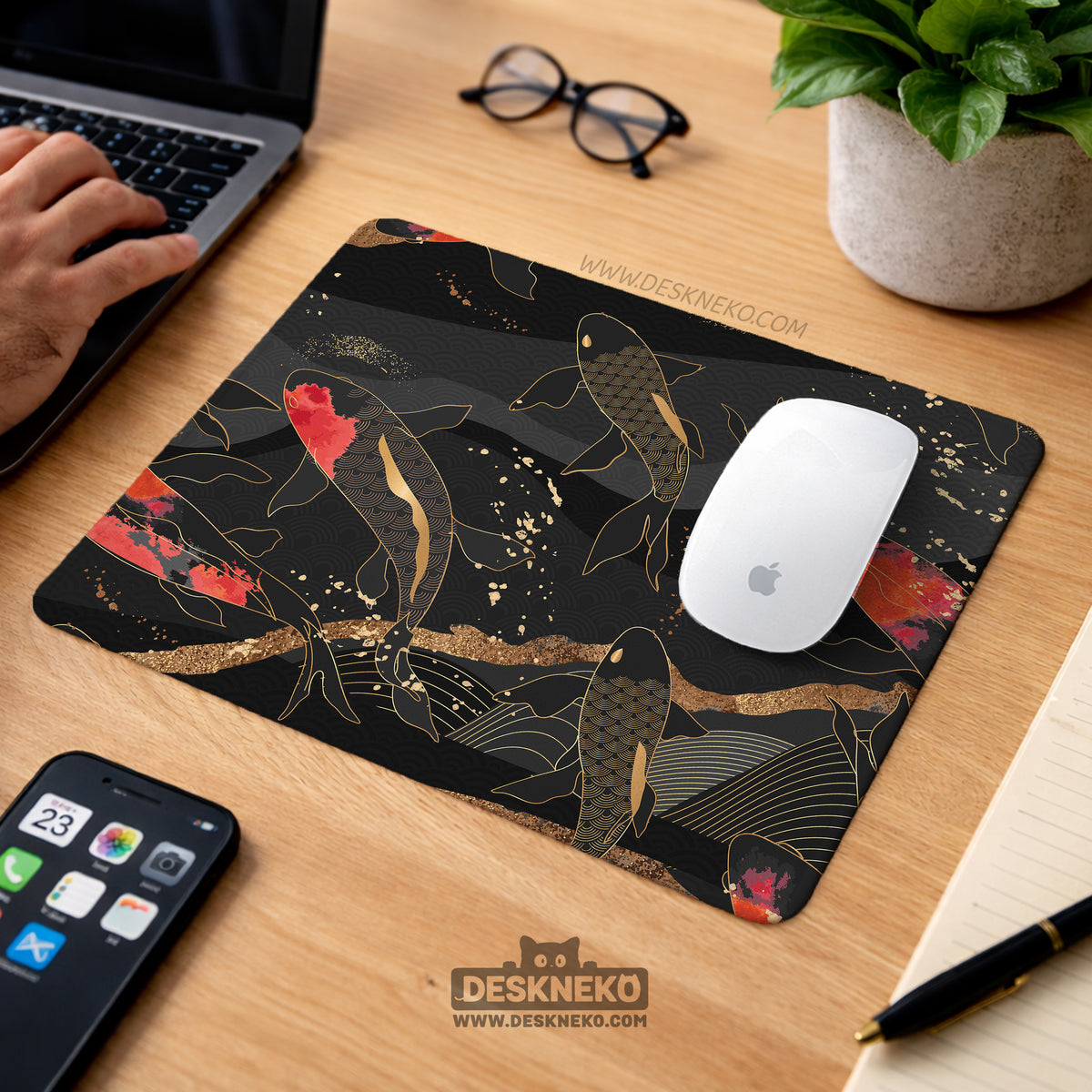 Koi fish art desk mat mousepad