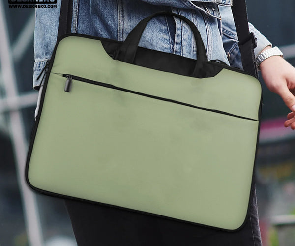 Sage Green Laptop Bag with Shoulder Strap & Handle - Deskneko