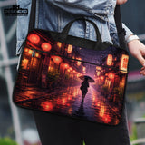 Lofi anime laptop sleeve & bag japanese rainy street aesthetic
