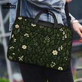 Dark green botanical laptop sleeve