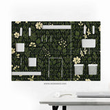 Botanical pegboard organizer with dark green floral pattern