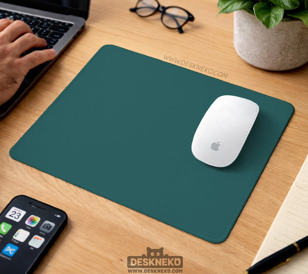 Transformative teal desk mat mousepad, minimal solid color decor