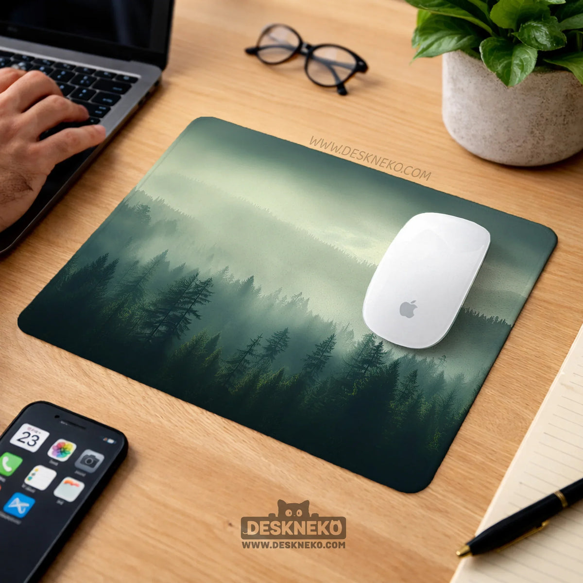 Sage green forest desk mat extended XXL mousepad