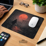 Samurai red moon ergonomic mousepad & keyboard wrist rest