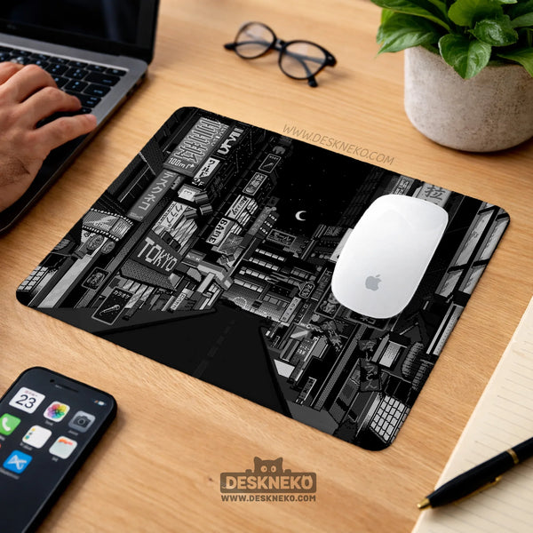 Black White Tokyo Desk Mat - Deskneko