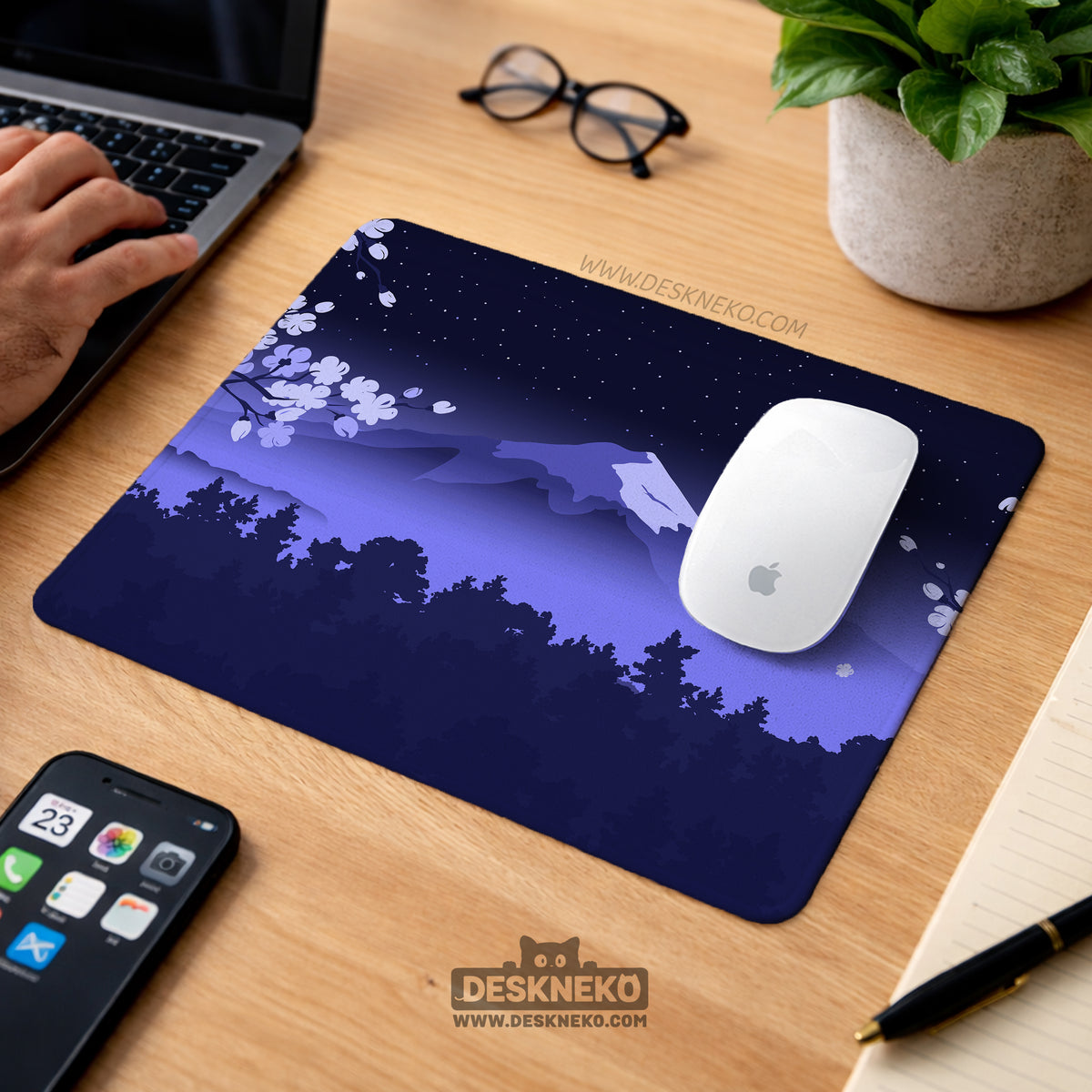 Blue mount fuji desk mat mousepad