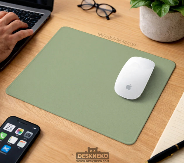 Sage green ergonomic mousepad with wrist support for desk