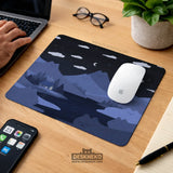 Navy blue mousepad wrist rest with cat shaped hills
