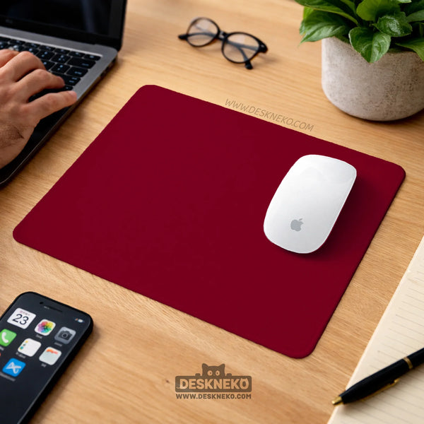 Burgundy Ergonomic Mousepad with Wrist Rest for Office and Gaming - Deskneko
