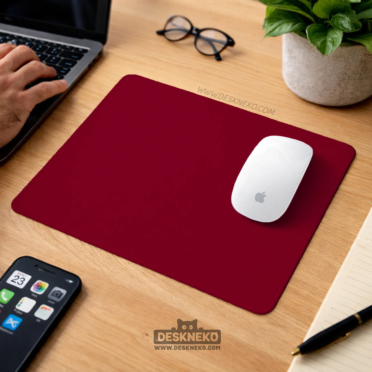 Burgundy ergonomic mousepad with wrist rest for office and gaming