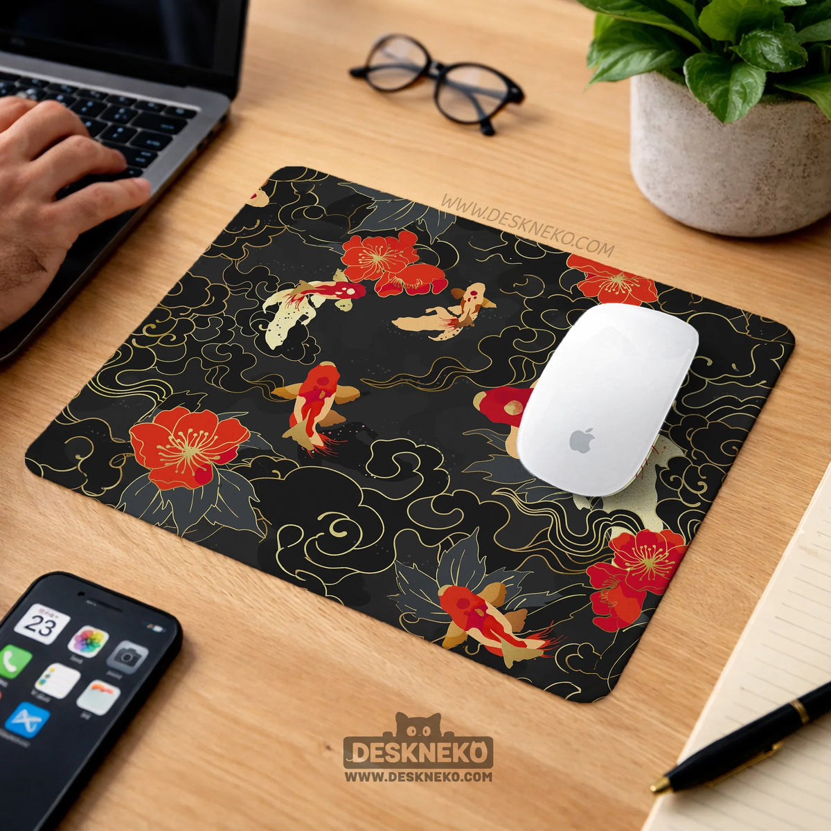 Koi fish desk mat mousepad
