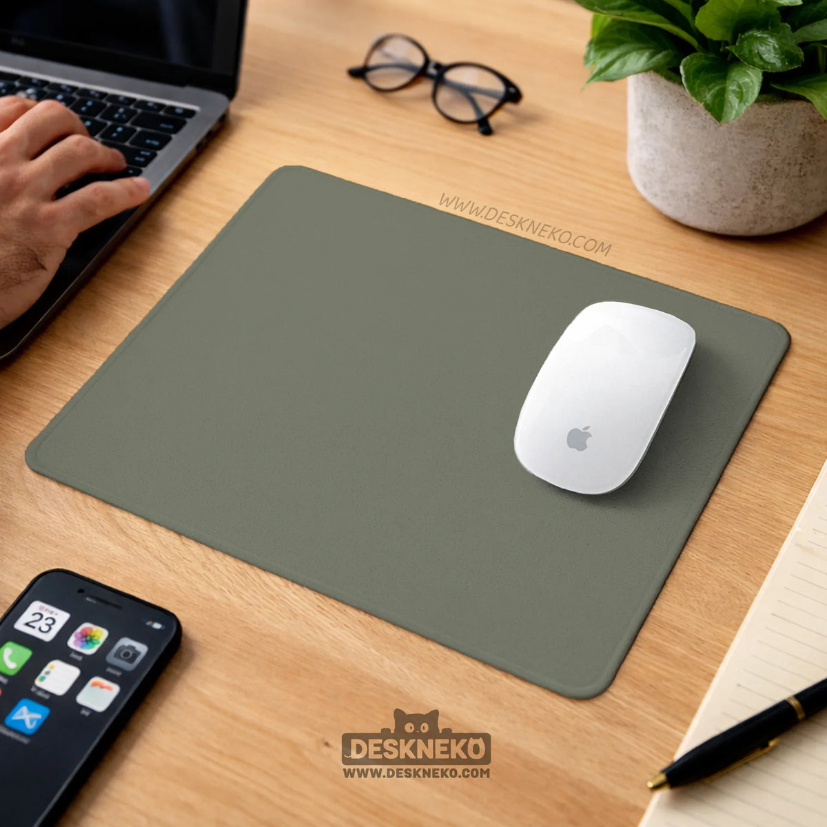 Eucalyptus sage desk mat, minimalist extended mousepad