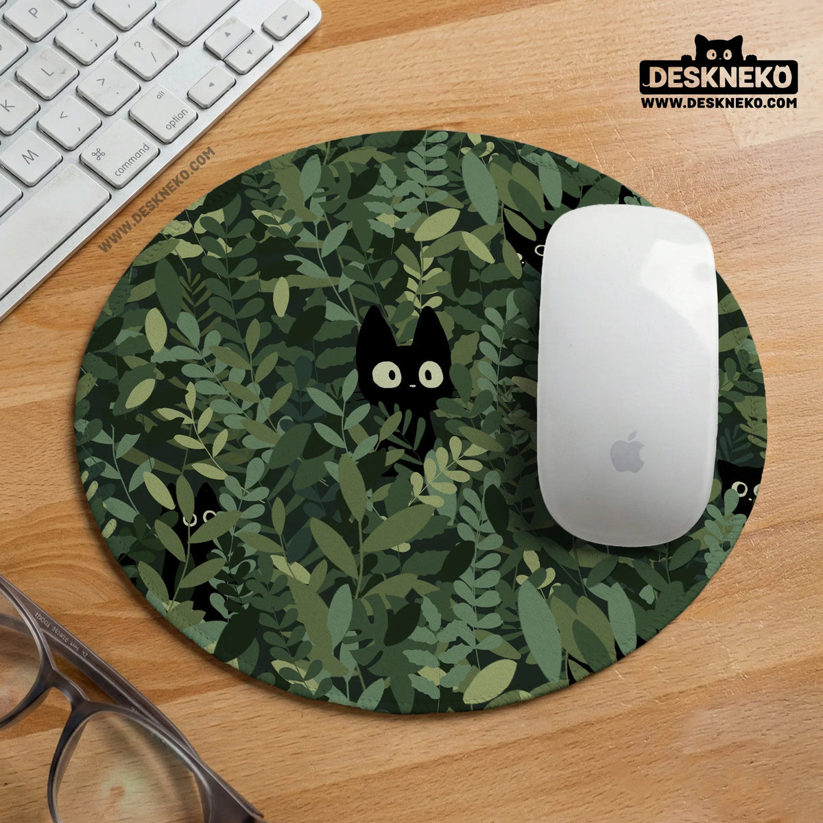 Botanical cat ergonomic mousepad with wrist rest for desk comfort