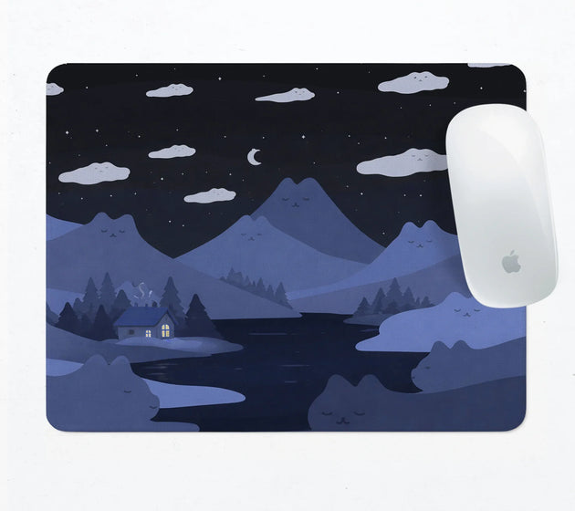 Navy blue mousepad with cat shaped hills