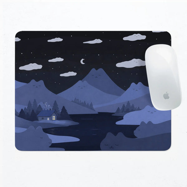 Navy Blue Mousepad With Cat Shaped Hills - Deskneko