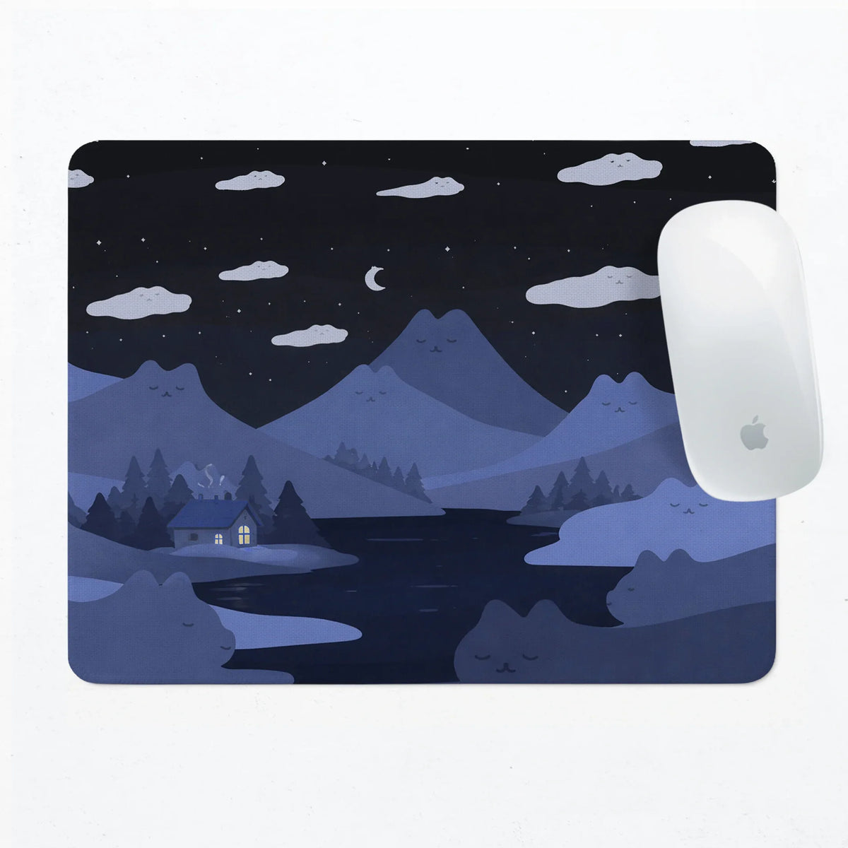 Navy blue mousepad with cat shaped hills