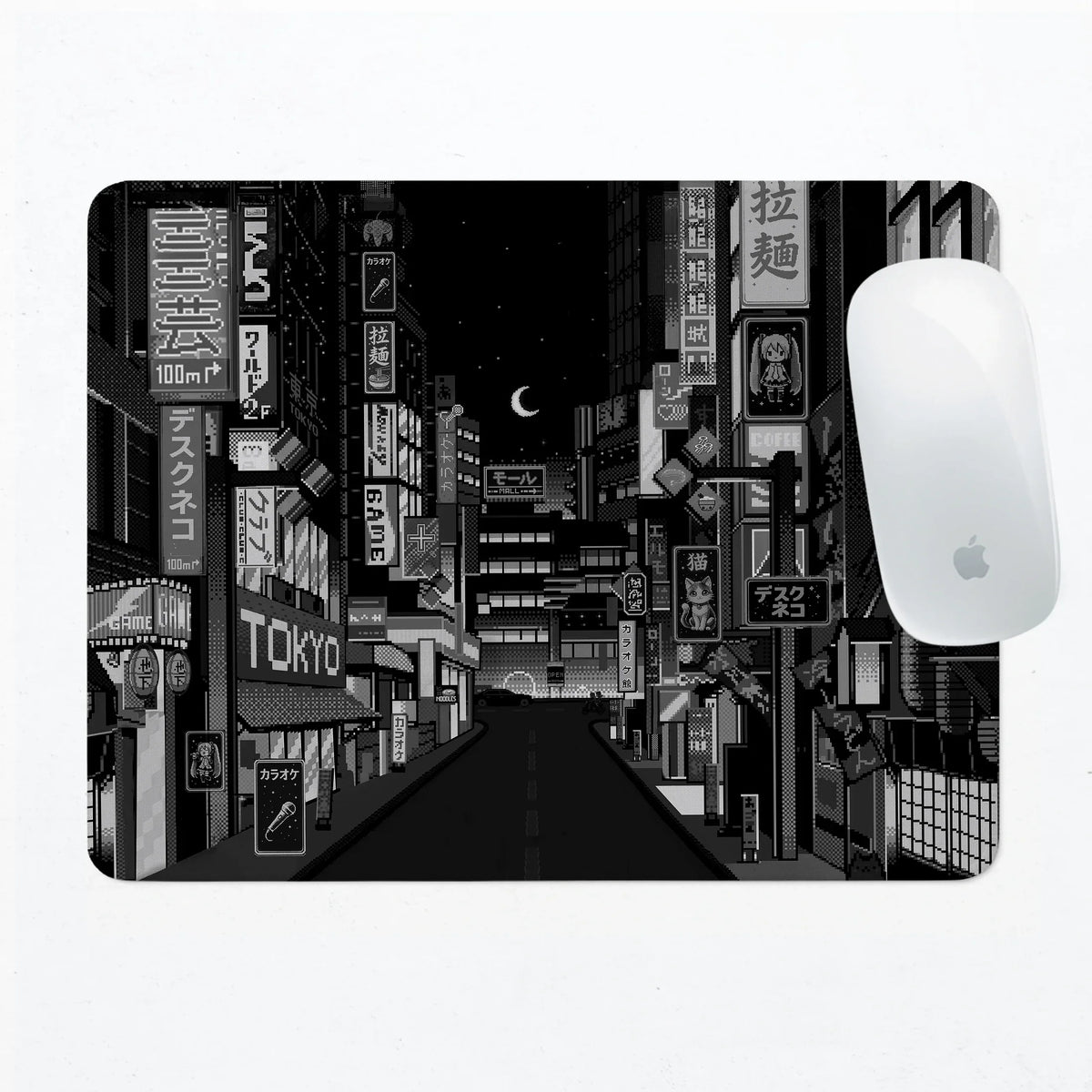 Black White Tokyo Desk Mat - Deskneko