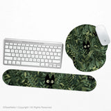 Botanical cat ergonomic mousepad with wrist rest for desk comfort
