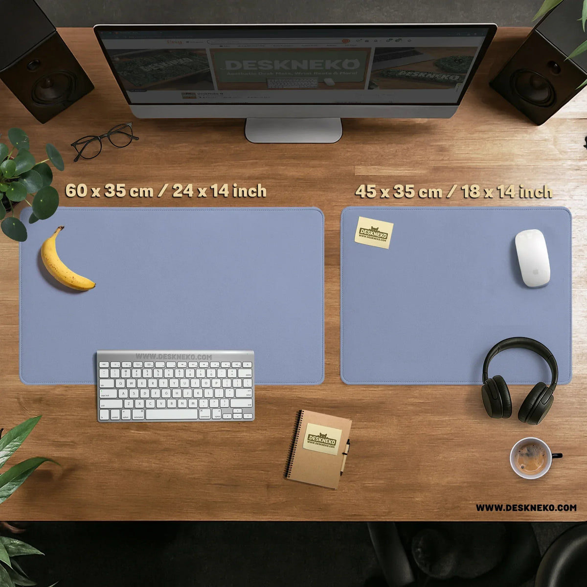 Pastel blue desk mat, periwinkle mousepad for clean desk setup