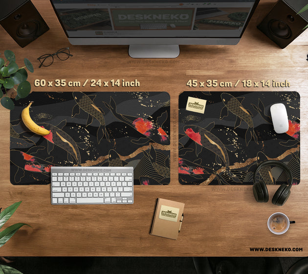Koi fish art desk mat mousepad
