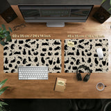 Black cat desk mat, cute XL mousepad for cozy office and gaming setup