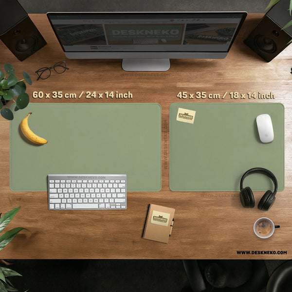 Sage Green Desk Mat XXL Extended Mousepad for Office and Gaming - Deskneko