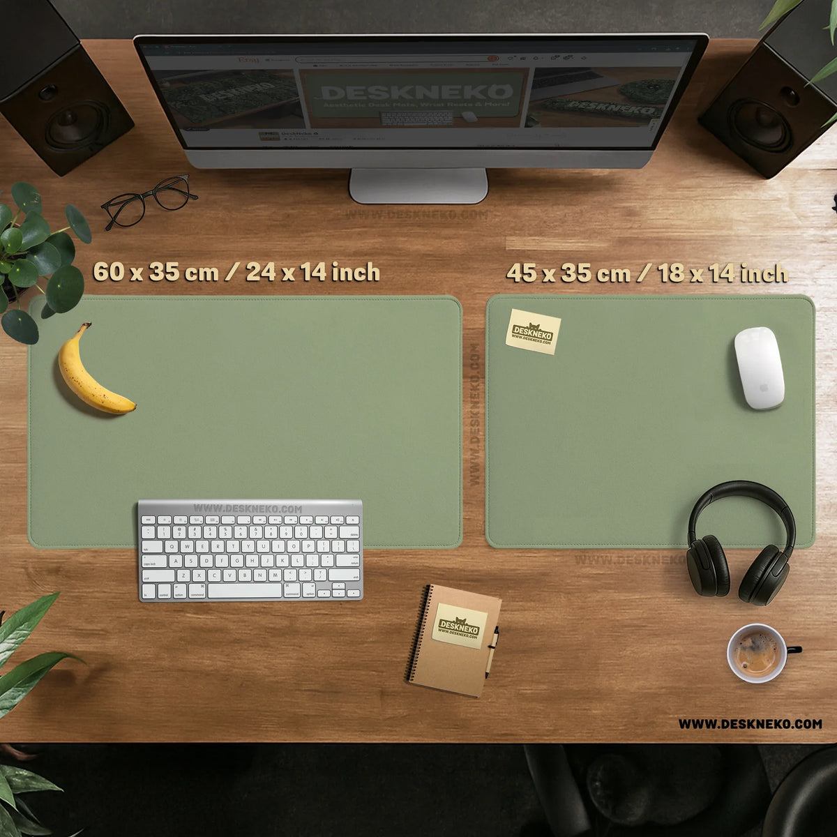 Sage green desk mat XXL extended mousepad for office and gaming