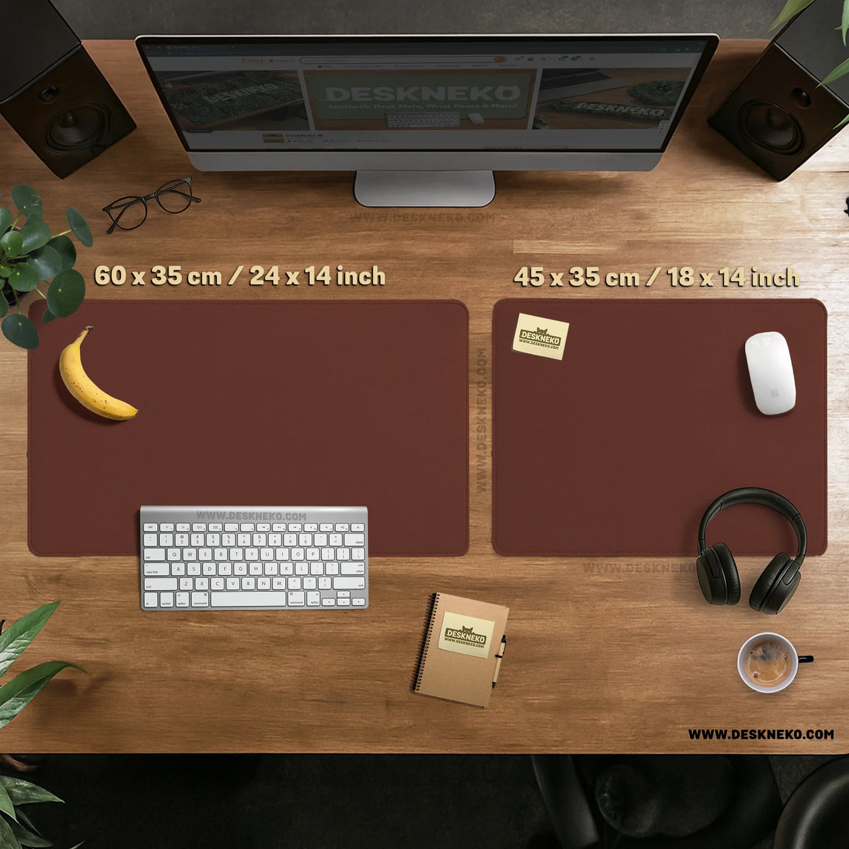 Mahogany desk mat mousepad, minimalist brown extended desk pad