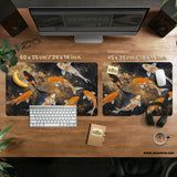 Black gold koi desk mat mousepad