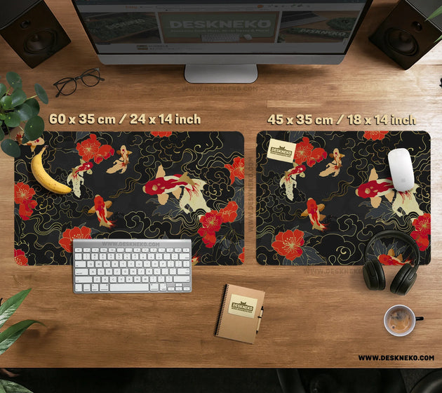 Koi fish desk mat mousepad