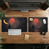 Samurai red moon desk mat mousepad
