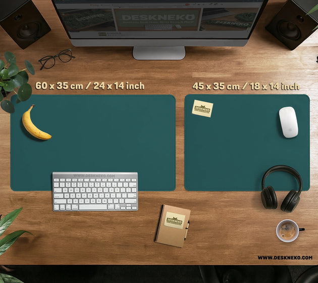 Transformative teal desk mat mousepad, minimal solid color decor