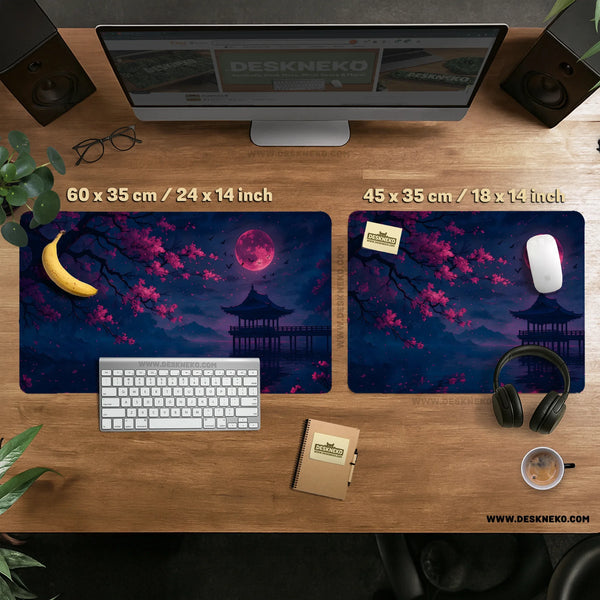 Dark Sakura Cherry Blossom Desk Mat - Deskneko