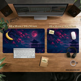 Dark sakura cherry blossom desk mat