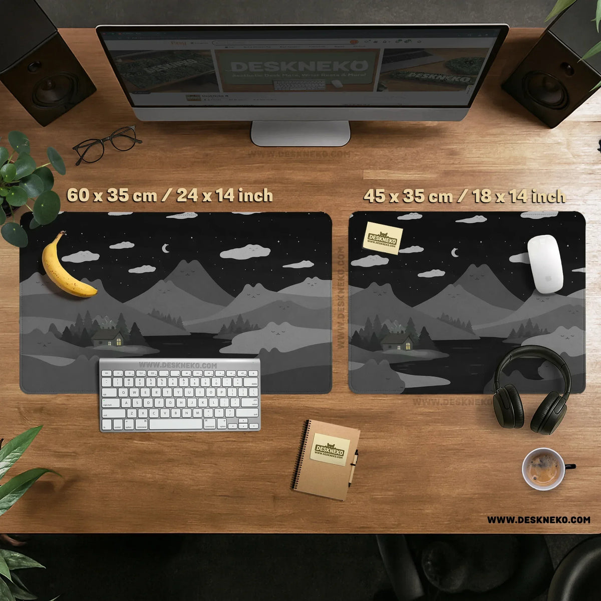 Midnight cat mountains mousepad