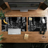 Black white tokyo desk mat