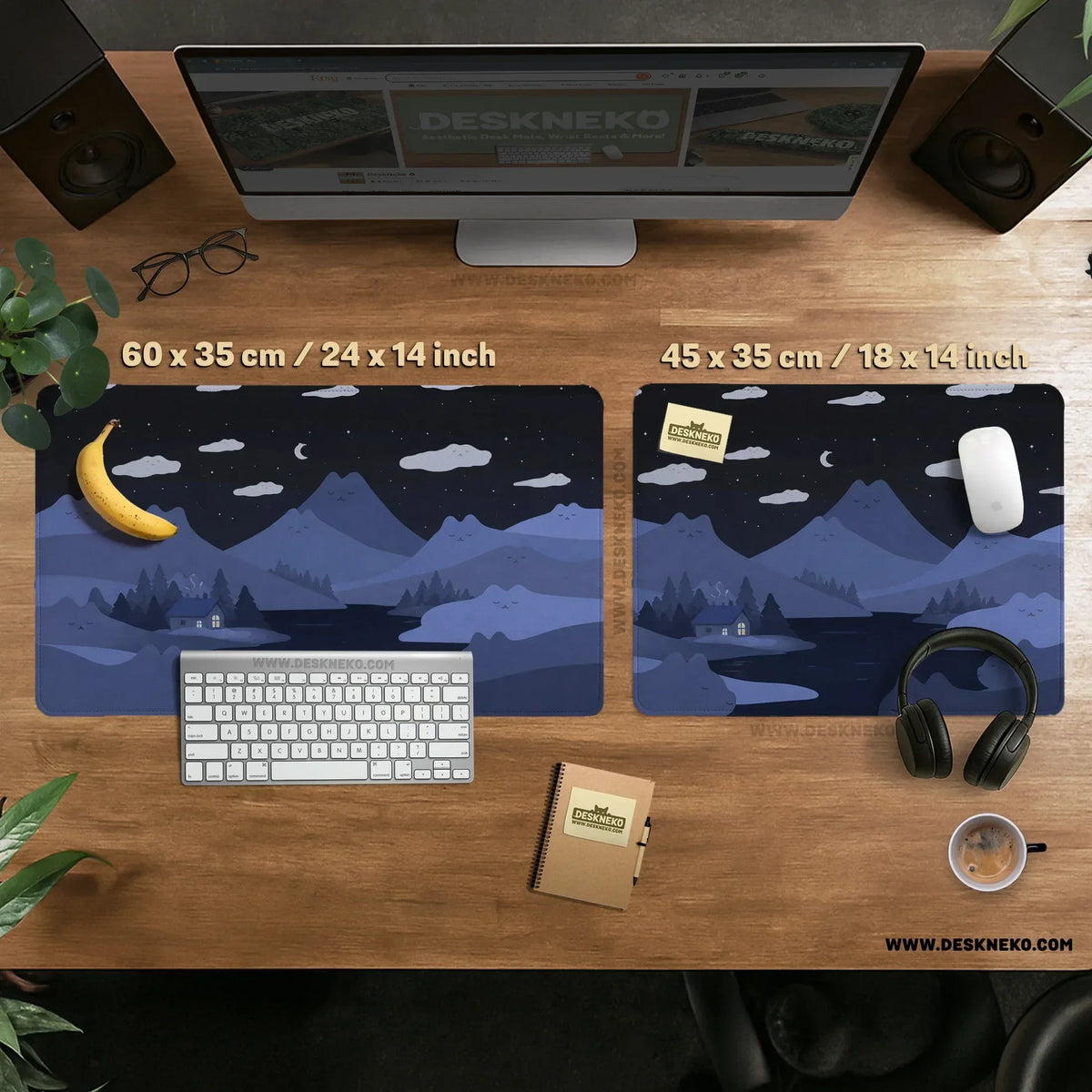 Navy blue mousepad with cat shaped hills
