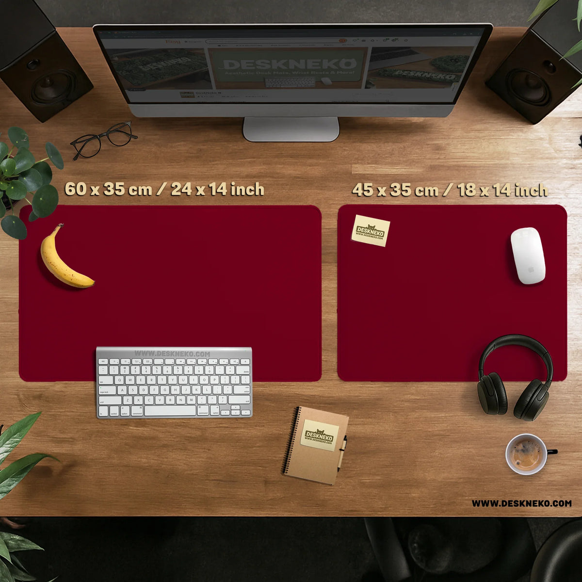 Burgundy desk mat for gaming and office desks | mousepad