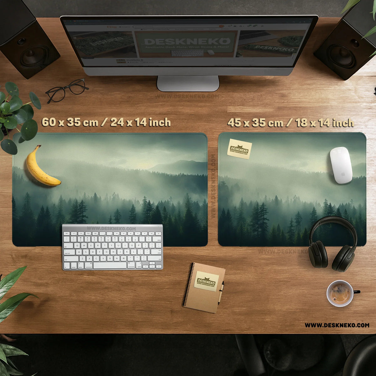 Sage green forest desk mat extended XXL mousepad